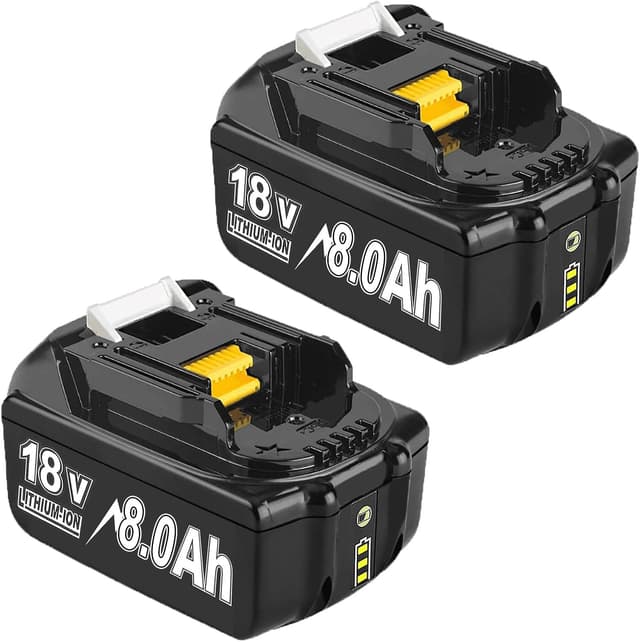 2X 18V 8.0Ah Ersatzakku für Makita, Powtree Akku für Makita 18V BL1860B Kompatibel mit BL1860 BL1850 BL1850B BL1840 BL1840B BL1830 BL1830B BL1815 LXT Akku-Elektrowerkzeuge mit LED-Anzeige 8.0Ah Akku