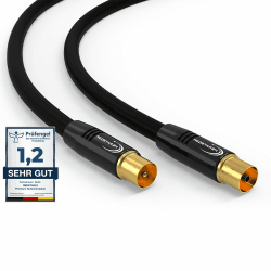 RedStar24 Antennenkabel 1,5m Schwarz – Stecker zu Buchse Koaxial IEC – Premium HDTV Koaxialkabel für Kabelfernsehen | TV Kabel: Kompatibel mit TV, Radio, DVB-T/T2, DVB-C, DAB