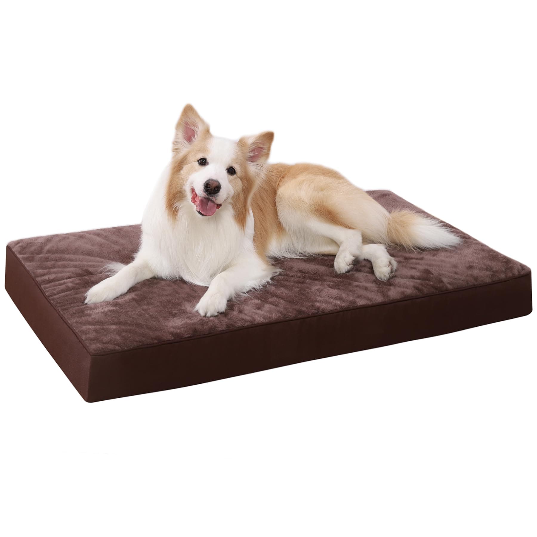KSIIA Orthopädisches Hundebett für Große Mittelgroße Hunde, Waschbar Hundekissen Flauschig Hundematte Hundematratze mit Abnehmbarer Deckel in Pralinen 90x55x7cm Pralinen L 90 x B 55 x H 7 cm