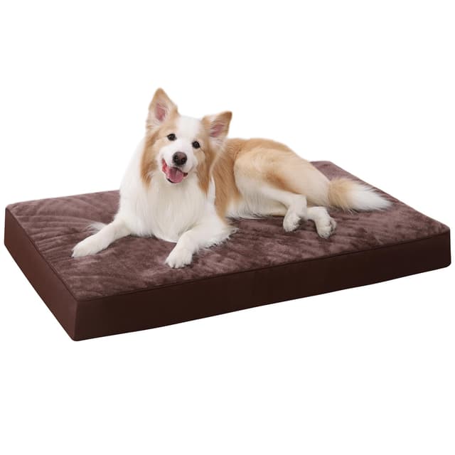 KSIIA Orthopädisches Hundebett für Große Mittelgroße Hunde, Waschbar Hundekissen Flauschig Hundematte Hundematratze mit Abnehmbarer Deckel in Pralinen 90x55x7cm Pralinen L 90 x B 55 x H 7 cm