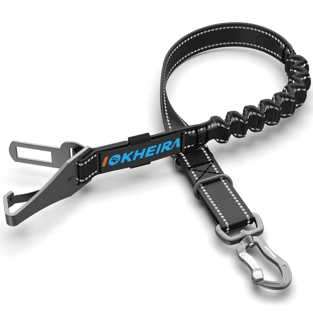 IOKHEIRA Hunde Sicherheitsgurt, Einstellbarer Hundegurt für Auto mit Universalstecker & Verriegelungsstange Ebenholzschwarz
