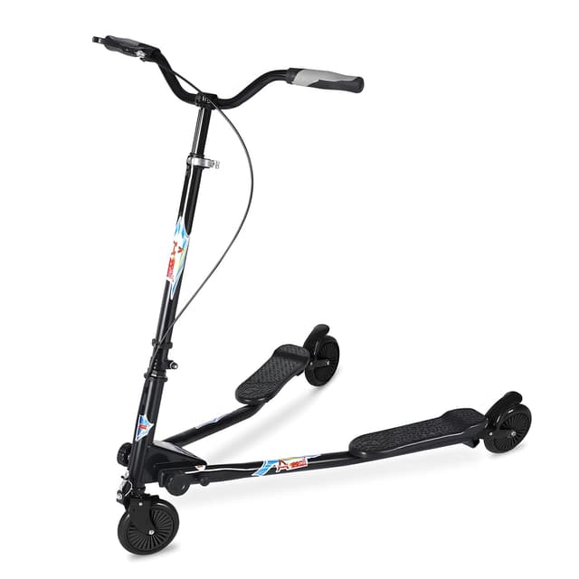 AOODIL Swing Scooter Verstellbarer 3-Rad-Klapproller mit Selbstdriftfunktion für Kinder/Erwachsene ab 6 Jahren Schwarz