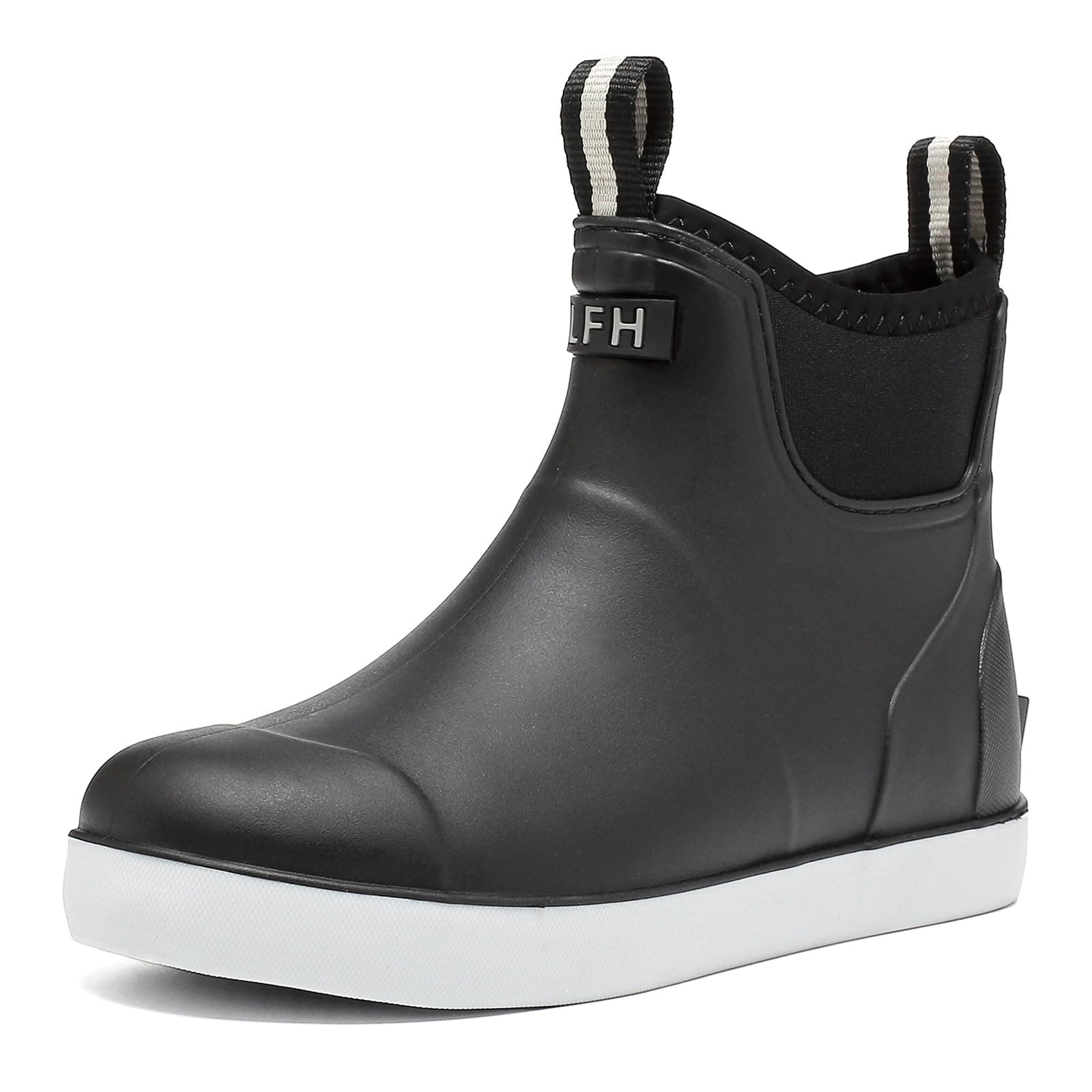 Foinledr Gummistiefel Damen Halbhoch, Wasserdicht Gefüttert Antirutsch Stiefel, Regenstiefel für Outdoor Gartenschuhe Schwarz 39 EU