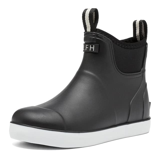 Foinledr Gummistiefel Damen Halbhoch, Wasserdicht Gefüttert Antirutsch Stiefel, Regenstiefel für Outdoor Gartenschuhe Schwarz 39 EU