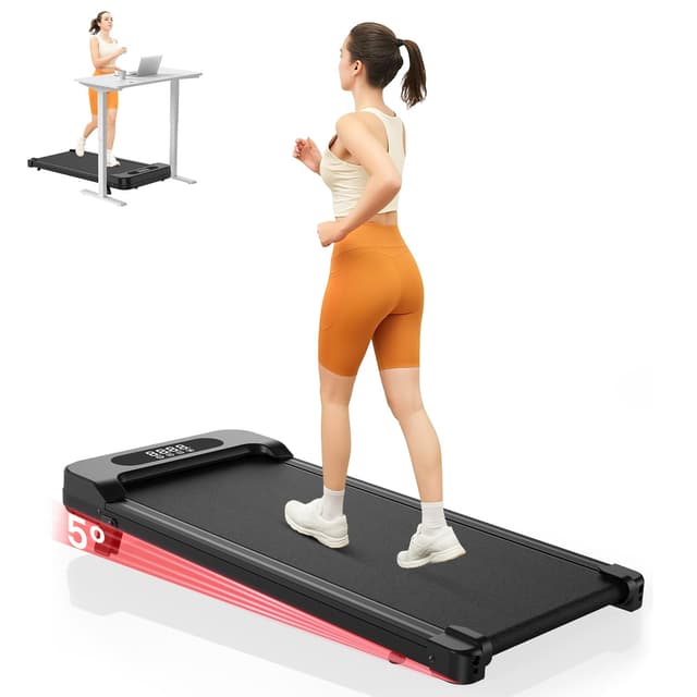 HomeFitnessCode Walking Pad für Zuhause mit Neigung - Laufband Laufpad Steigung Untertisch Elektrisch 1-8 KMH Walking Band Schwarz-Oval