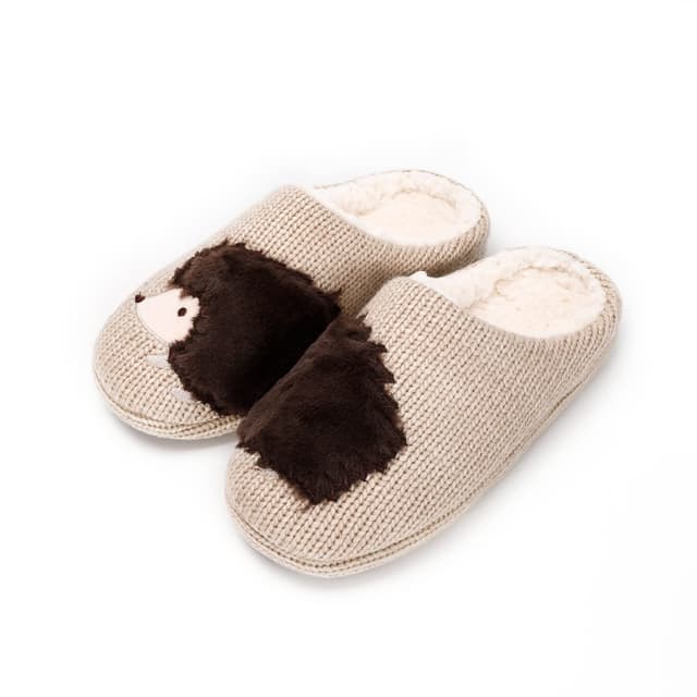 AONETIGER Hausschuhe Damen Winter Warme Flauschige Hausschuhe Plüsch Herren Pantoffeln Bequeme Kunstpelz Gefüttert Rutschfeste Slippers 35/36 EU Dunkelbrauner Igel