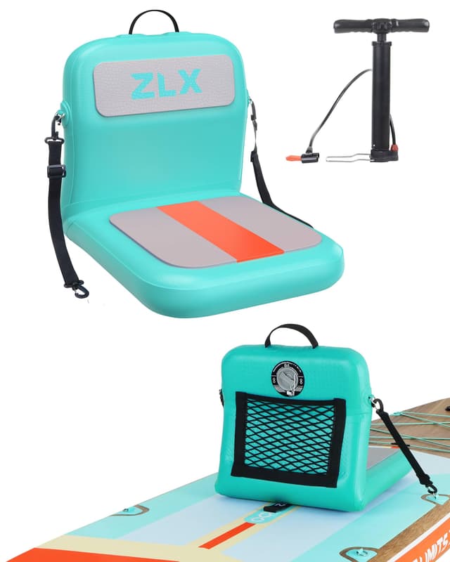 ZLX Paddle Board Sitz mit Rückenlehne, Tragbarer Kajaksitz, Universeller Aufblasbarer Sitz für Outdoor Angeln Kajak Camping Grün