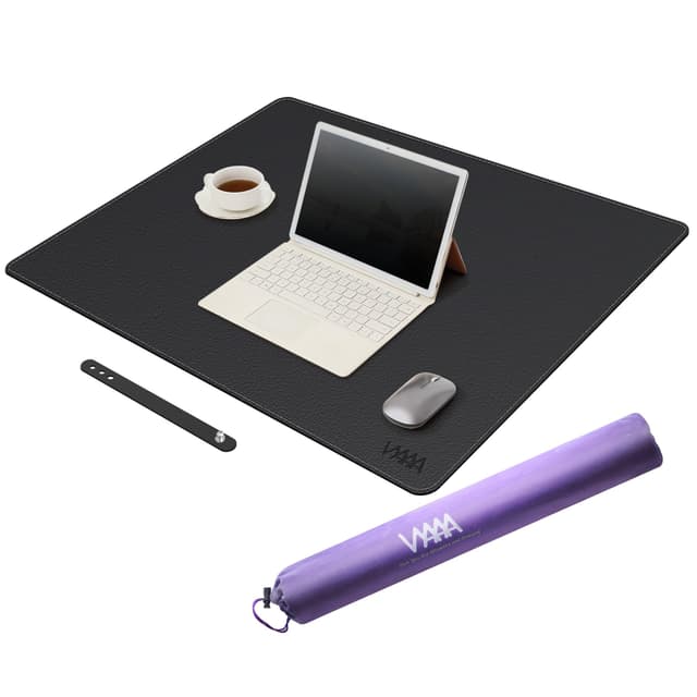 VYAAA Schreibtischunterlage aus PU Leder, 80 x 60 cm großes Mauspad, Schreibtischschutz für den Schreibtisch, multifunktionales Tastatur-Mauspad für Zuhause oder Büro (Schwarz) Schwarz 80 x 60 cm