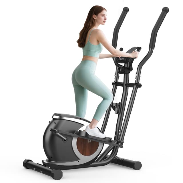Crosstrainer für Zuhause, Magnetische Ellipsenmaschine mit Smart Bluetooth APP, 16 Widerstandsstufen, LCD-Monitor, rutschfeste Pedale, Flaschenhalter, Home Fitness Übung Elliptical Stepper Schwarz LCD-Monitor (Klassisch)