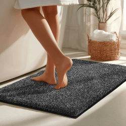 Floordirekt Badematte NASA Anthrazit 80 x 120 cm weiche und langlebige Badvorlage, verstärkte Kanten, wasserabsorbierend und pflegeleicht Anthrazit 120 x 80 cm (Rechteckig)