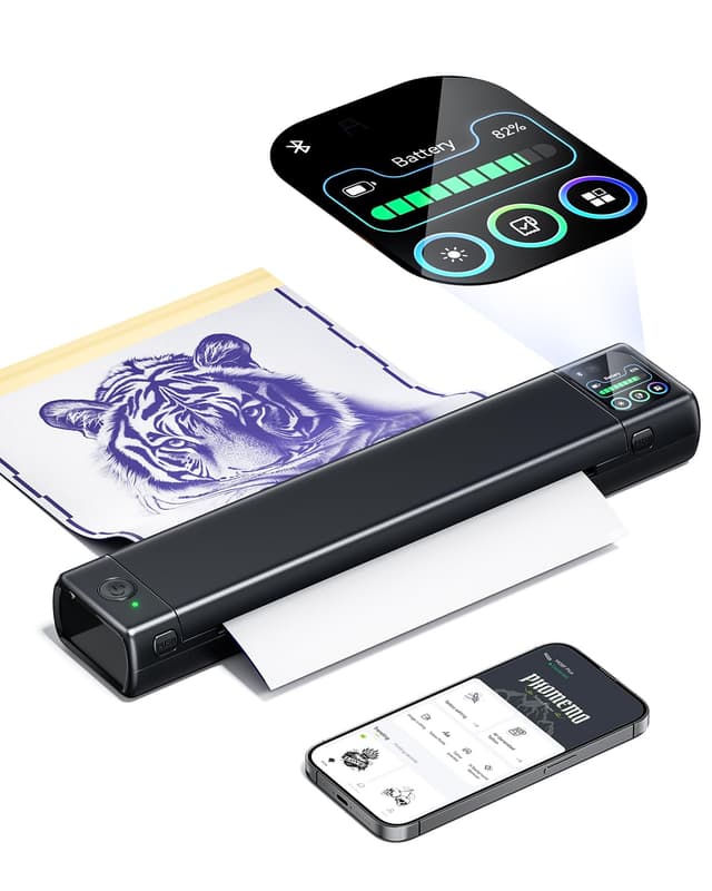 Phomemo M08F Plus Tattoo Stencil Drucker Touchscreen Thermodrucker Tattoo Bluetooth Professioneller Schablone Drucker mit 10pcs Premium Transferpapier