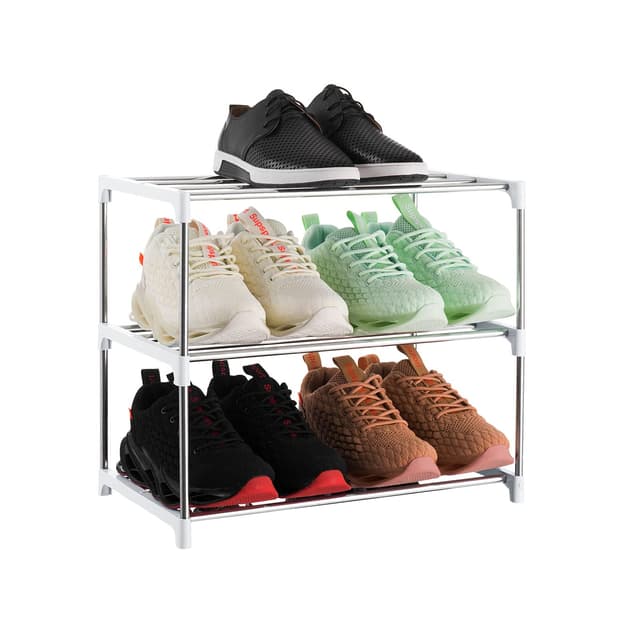 Xerhnan Schuhregal mit 3 Ebenen, stapelbar, leicht, für Eingangsbereich, Flur und Schrank (weiß) 3 Ebenen Weiß