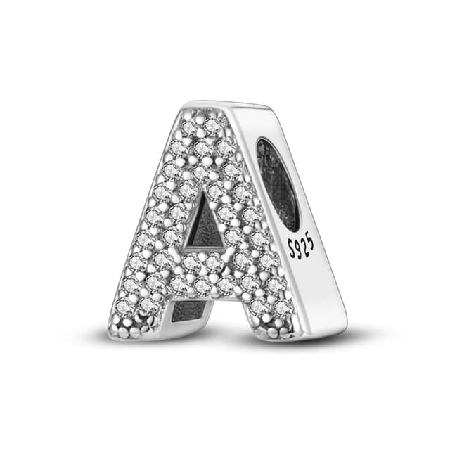 Pandach Damen Charm Anhänger Buchstabe A-Z für Armband 925 Sterling Silber Charms Beads passend für Armband und Halskette, Kompatibel mit Europäischen Armbändern für Frauen Mädchen