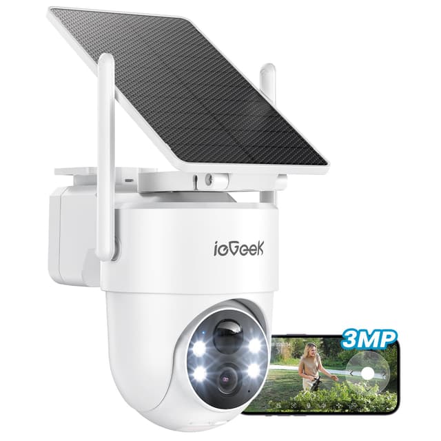 ieGeek 2K Überwachungskamera Aussen Solar: 360° PTZ Kamera Überwachung Aussen, 2.4GHz Aussenkamera WLAN kabellos akku mit PIR Bewegungsmelder, Outdoor Kamera mit Farb-Nachtsicht, 2-Wege-Audio, S5