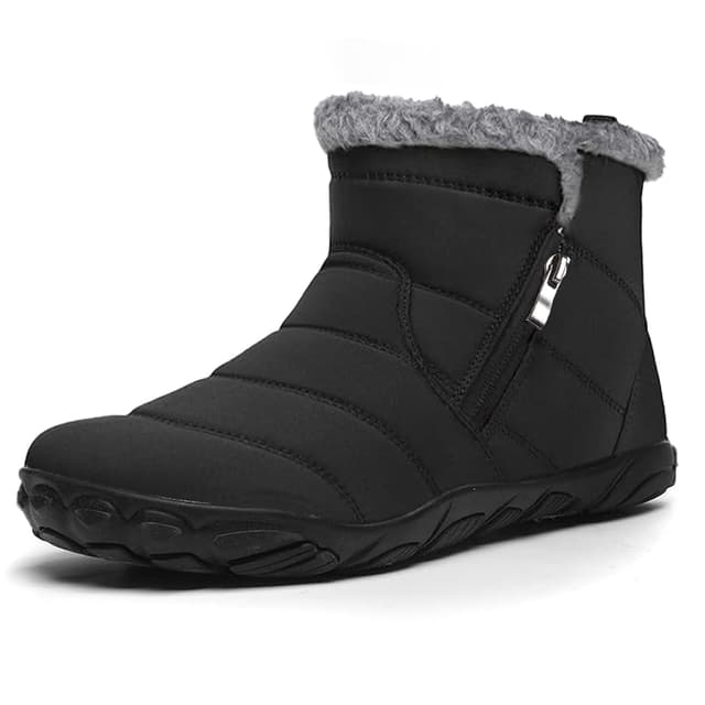 Bravover Barfußschuhe Herren Damen Winterstiefel Winterschuhe Schneestiefel Warm Gefüttert Wanderschuhe Rutschfest Wanderstiefel Stiefel Trekkingschuhe 40 EU Schwarz