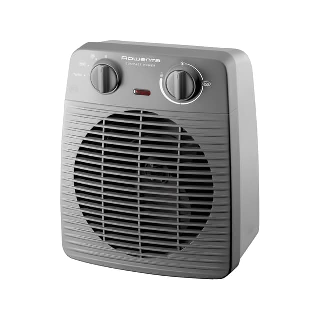 Rowenta Compact Power Heizlüfter, 2 Leistungsstufen, kompakte Abmessungen, Thermostat, Kühlstufe, Tragegriff, Grau, SO2212F0