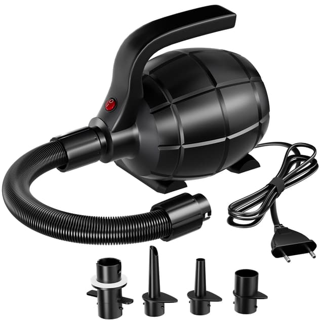 DOBESTS Elektrische Luftpumpe, Elektrische Pumpe mit 4 Düsen für Aufblasbare Air Track Matte, Luftmatratze, Schwimmringe, Flöße, Wasserbetten, Boote, Kinderbecken, SUP Board, Yoga-Bälle usw