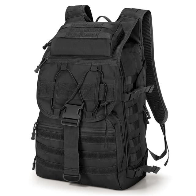 SHANNA Militärrucksack 35L/50L Armee Rucksack Molle, Hohe Kapazität Trekkingrucksack Wanderrucksäcke Assault Pack Taktischer Kampfrucksack für Outdoor Camping 3 Tage Bug Out Go Bag Angeln Jagd 50 Liter Schwarz