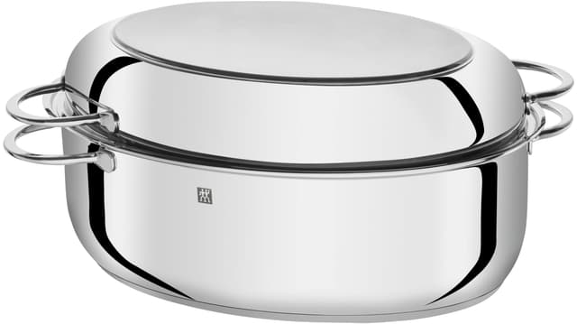 ZWILLING Plus Bräter mit Deckel, Induktion und Backofengeeignet, Edelstahl, 8,5 Liter, Silber, 38 centimeters, Rostfreier Stahl