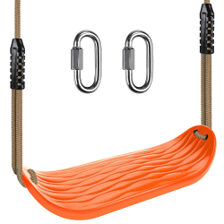 BeneLabel Schaukel Kinder, Indoor Outdoor Babyschaukel Hartgummi Schaukelsitz Spielplatz Gartenschaukel Schaukelbrett mit Verstellbar 130-200cm Seil für Teens/Erwachsene, Orange Wasserrippel/113kg 1 Pack Orange-wasserrippel-1er