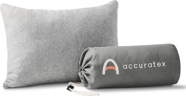 ACCURATEX Camping Kissen Memory Foam-100% Baumwolle Atmungsaktiver Bezug, Komprimierbares Reisekissen,Camping&Reisezubehör-Kleines Rucksackkissen-Camping Essentials zum Schlafen, Grau Grau Small (1 Stück)
