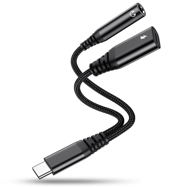 2 in 1 Adapter USB C auf Klinke, 3,5mm Kopfhörer Adapter und Laden, USBC zu Schnellladung Aux Audio für iPhone 16 15 Plus Pro Max, iPad Pro Air Mini, Samsung S25 S24 S23 S22 S21 S20 Ultra, Google usw