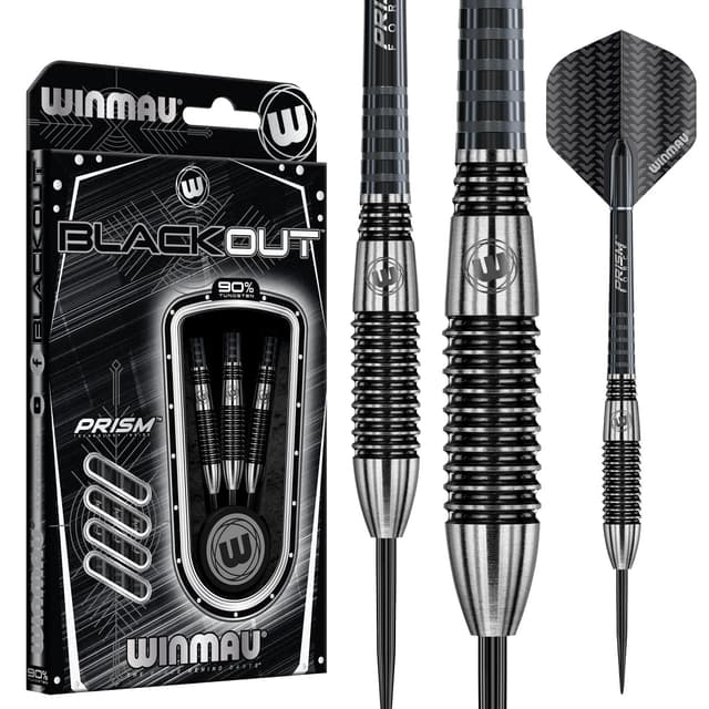 WINMAU Blackout Profi Stahlspitze Wolfram Dartpfeile mit Flüge und Stiele (Wellen) 26 g Verdunkelung 2