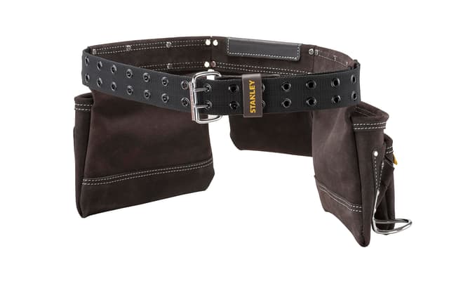 STANLEY Leder-Werkzeuggürtel-Tasche Schürze, Professioneller Werkzeuggürtel, Mehrfach-Taschen-Aufbewahrungsorganisator, mit integriertem Hammerhalter für einfachen Zugriff bei der Arbeit, STST1-80113