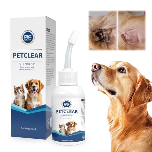 Ohrenreiniger hund Ohrenpflege für Hunde 60ml Ohrenreiniger stoppen Ohren Entzündungen und Juckreiz, Haustier Ohrreiniger für Hunde und Katzen, Hundeohrreinigungslösung, Schmutz, Geruchsentferner 1