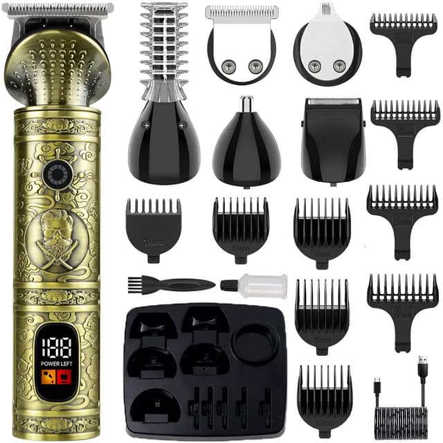 ZQIN Haarschneidemaschine Profi Bartschneider Herren Männer Haarschneider Elektrisch Barttrimmer Kabellos Langhaarschneider Haarschneideset für Haar/Bart - mit Intelligente LED - Anzeige 6in 1