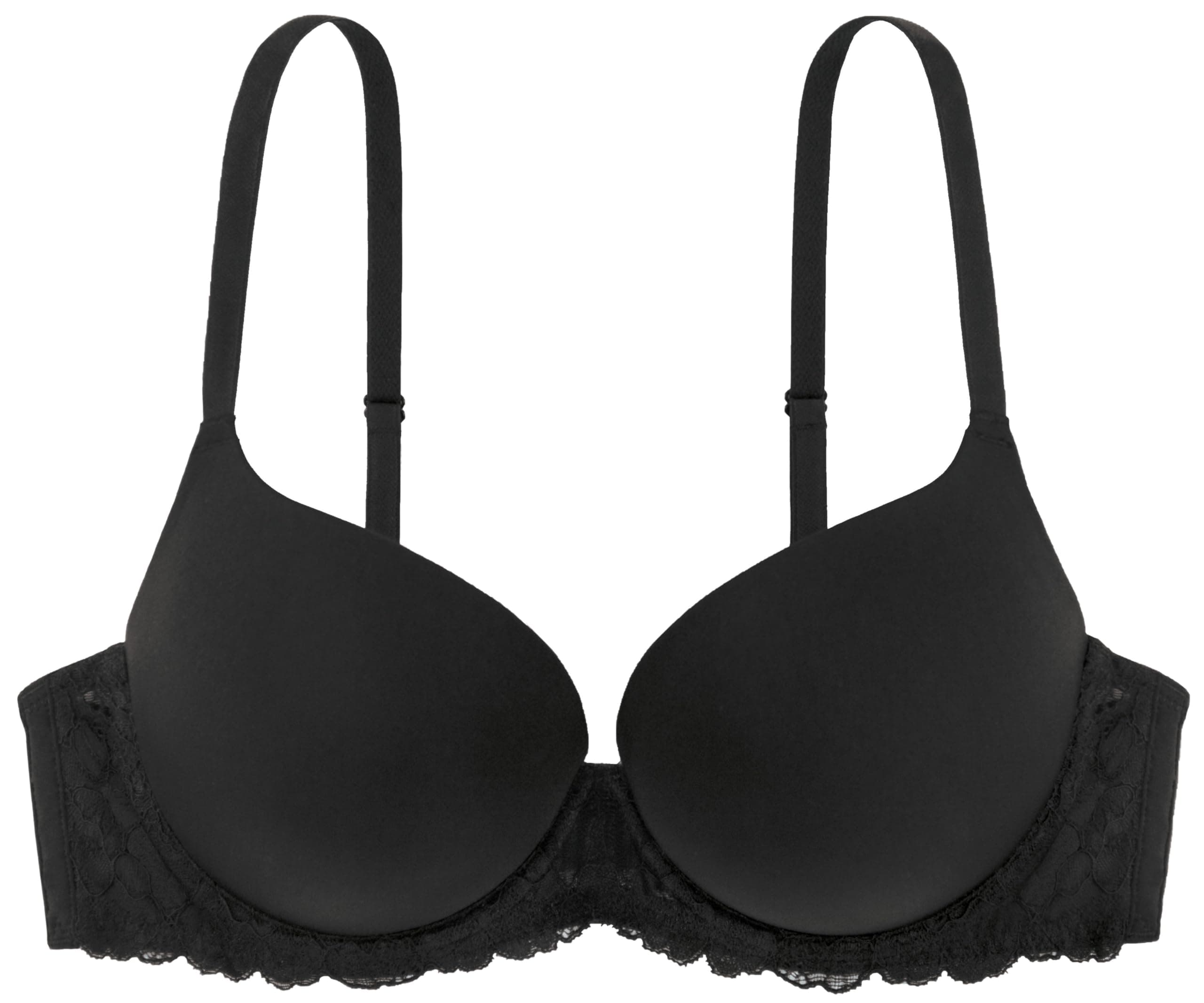 Dorina Damen Super Push Up BH mit Bügel, Formbügel und Spitze T-Shirt BH, Claire, Weiß Beige Schwarz 80A Schwarz
