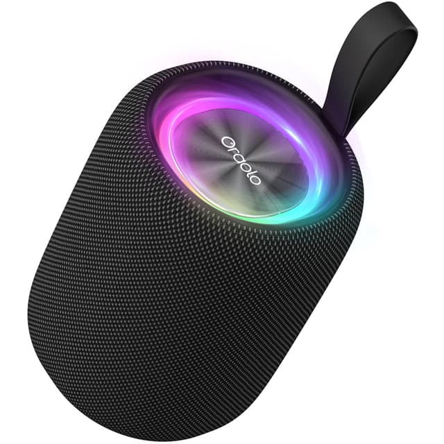 oraolo Bluetooth-Lautsprecher, Bluetooth 5.3 mit RGB-Lichtern, Wasserdicht IPX6, 8 Stunden Wiedergabe Unterstützt TF, USB, Tragbarer Speaker für Zuhause, Radfahren, Party