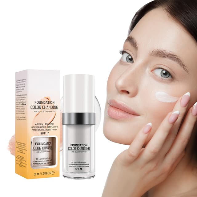 Foundation Color Changing Korrigiert den Hautton,Spendet Feuchtigkeit,SPF 15,Farbwechselnde Foundation für Reife Haut,Geeignet für viele Hauttöne,Foundation Make Up 30 ml 30 ml (1er Pack)