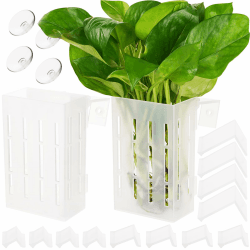 Borlech Aquarium Pflanzenhalter für Aquarium Aquaponic Pflanzenkultur Hängender Halterung und Aquascape Dekorationen Pflanztopf Zubehör (Halbtransparent) Upgraded Halbtransparent-2 Stück