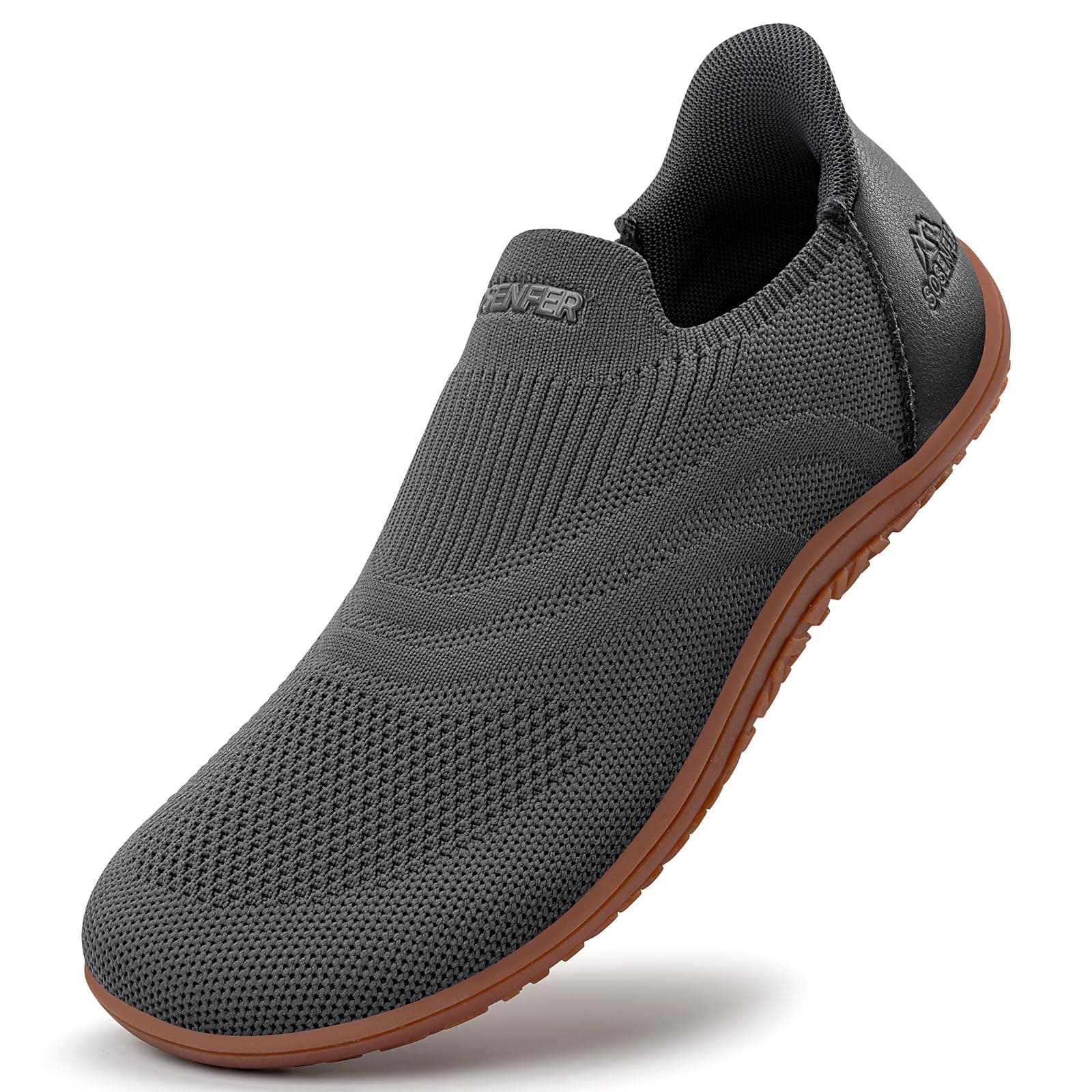 Sosenfer Barfußschuhe Damen Slip On Sneaker Breite Barfuss Schuhe Traillaufschuhe Outdoor Hausschuhe Leicht Barefoot Shoes 1740 Dunkelgrau 42 EU