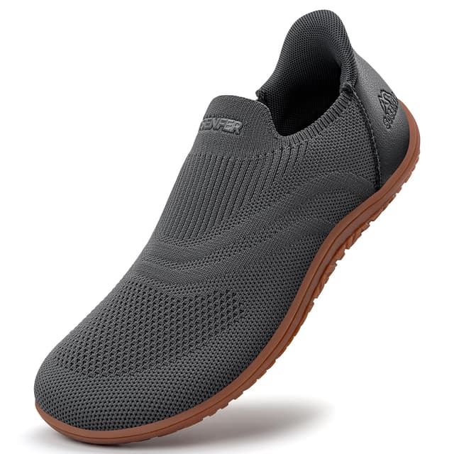 Sosenfer Barfußschuhe Damen Slip On Sneaker Breite Barfuss Schuhe Traillaufschuhe Outdoor Hausschuhe Leicht Barefoot Shoes 1740 Dunkelgrau 42 EU