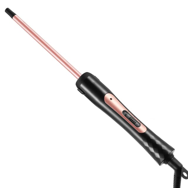 Lockenstab Kleine Locken, Haglater Mini Lockenstäbe 9mm, Dünner Lockenstab Dünn enge Locken, 40s Schnelles Aufheizen, 2 Temperatur 180°C/210°C, Lockenwickler für Kurze/Lange Haare Schwarz Golden