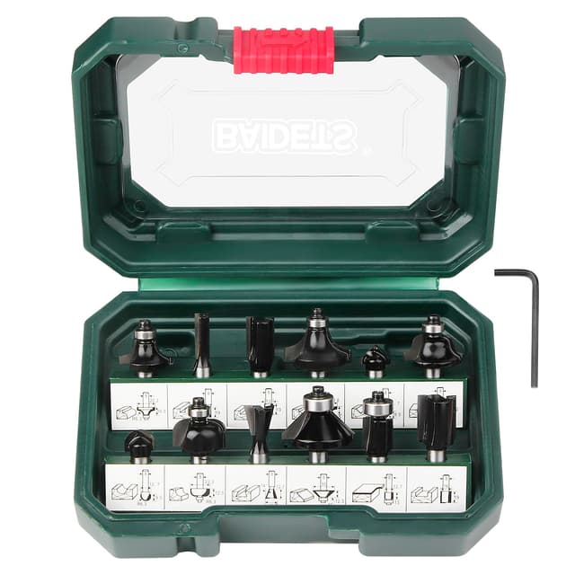 BAIDETS Pro 12tlg. Fräser Set für Holz - Hartmetall Fräsersatz, Zubehör Oberfräsen mit 8mm Schaft. 12 tlg. 8mm-Schaft
