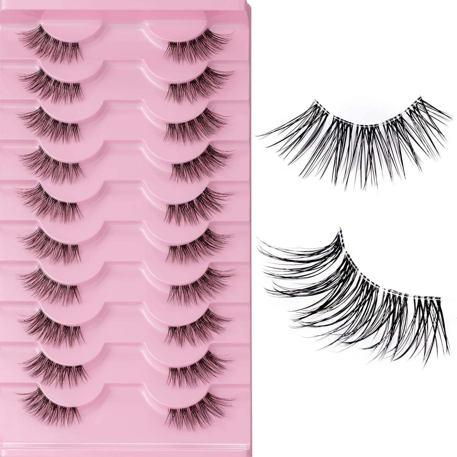 Halbe Wimpern Fake Lashes Natürlich Künstliche Wimpern 10 Paare Wimpern Extensions Falsche Wimpern 3D Künstliche Wimpern Set Wiederverwendbare Natürliche Wimpern 10mm-13mm Cat Eye Lashes
