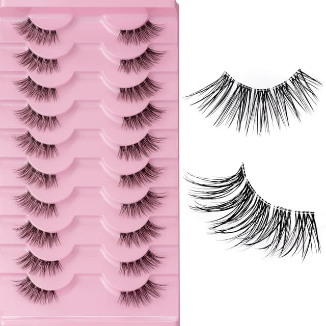 Halbe Wimpern Fake Lashes Natürlich Künstliche Wimpern 10 Paare Wimpern Extensions Falsche Wimpern 3D Künstliche Wimpern Set Wiederverwendbare Natürliche Wimpern 10mm-13mm Cat Eye Lashes
