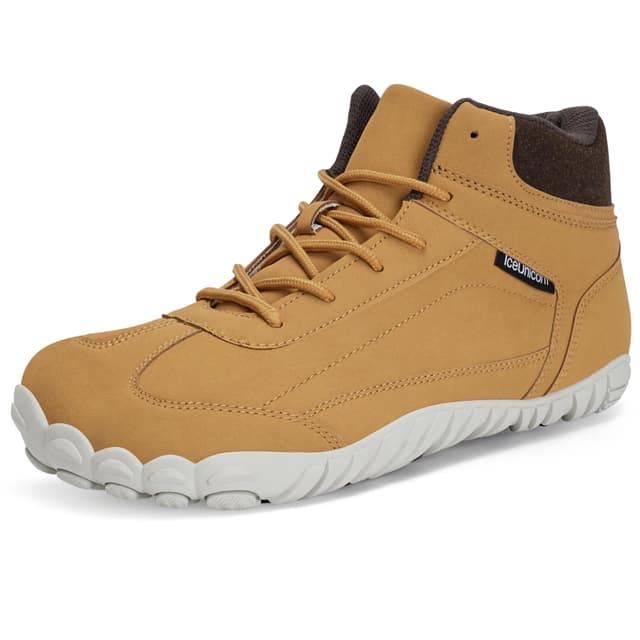 IceUnicorn Barfußschuhe Winter Warm Gefüttert Winterstiefel Winterschuhe Damen Herren 41 EU Leder Braun