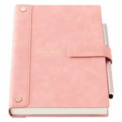 Mljtoyo Terminplaner 2026 2026, A5 Seite pro Tag, Jan-Dez. 2026, Hardcover-Organizer, Ganzjahres-Tagebücher, Monats-Wochenplaner mit Stift, Aufklebern, Innentasche, 3 Lesezeichen, Rosa Pink 2026 A5