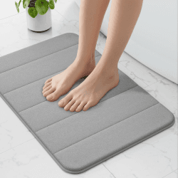 wyewye Badematte aus Memory-Schaum, 40 x 60 cm, Grau, ultraweicher, rutschfester Badezimmerteppich mit Quick-Dry-Technologie Grau Rechteckig 40 x 60 cm (Rechteckig)