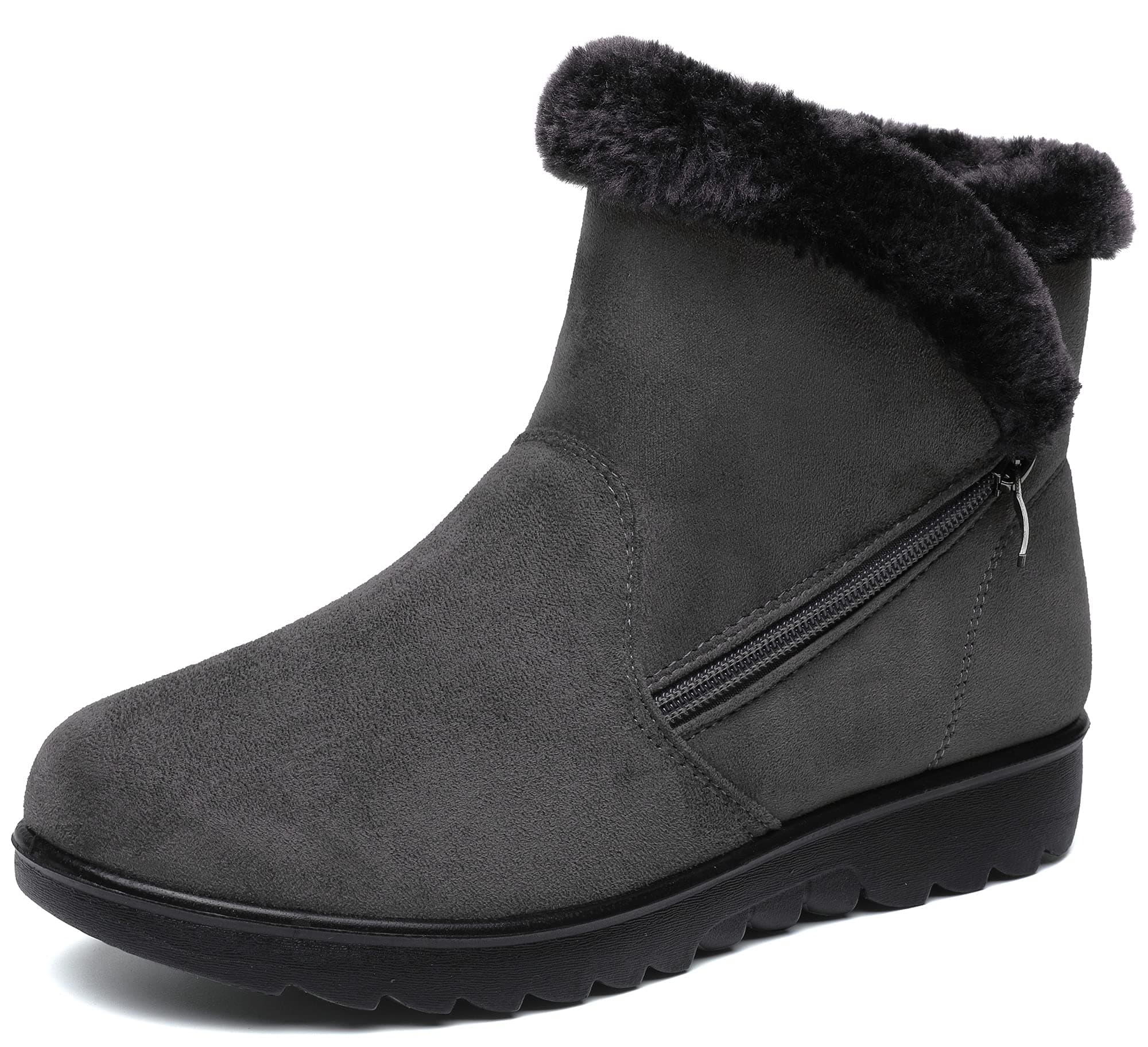 Vunavueya Damen Winterstiefel Warm gefütterte Winterschuhe Schneestiefel Winter Schlupfstiefel Kurzschaft Stiefel Boots Schuhe 35-41.5 39.5 EU Grau Gris
