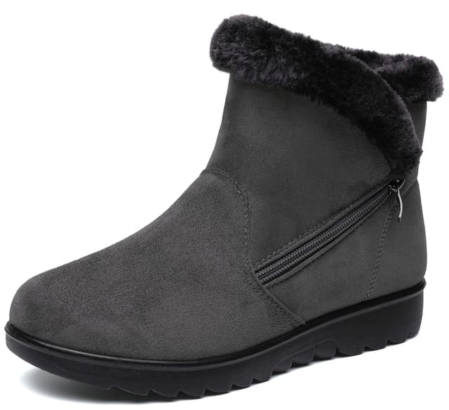 Vunavueya Damen Winterstiefel Warm gefütterte Winterschuhe Schneestiefel Winter Schlupfstiefel Kurzschaft Stiefel Boots Schuhe 35-41.5 39.5 EU Grau Gris