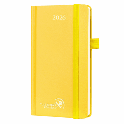 POPRUN Taschenkalender 2026 Klein 16,5 x 9 cm (Jan.2026-Dez.2026) - Kalender 2026 Klein Hardcover - Terminplaner, Planer 1 Woche 2 Seite mit Innentasche - Hellgelb Hellgelb 16,5 x 9 cm