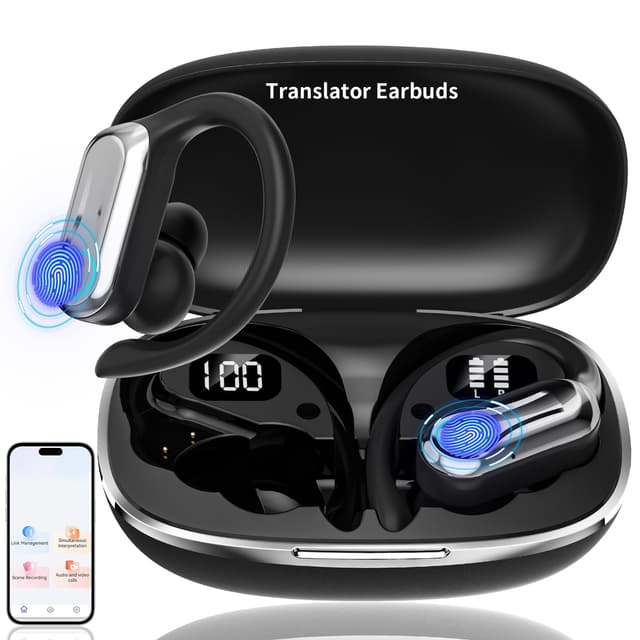 Xeletu AI Kopfhörer Übersetzer 3 in 1 Sprachübersetzer 164 Sprachen Echtzeit Übersetzer Ohrhörer 550 mAh 90H 5.4 Bluetooth 5.3 Bidirektionale Simultanübersetzung für Reisen Lernen iOS Android Q15