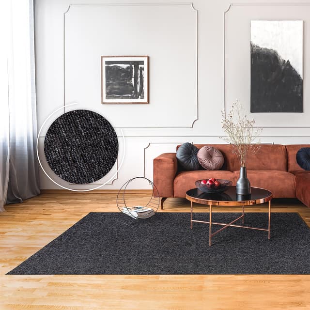 Paco Home Teppich Wohnzimmer Schlafzimmer Kurzflor Waschbar Bis 30 Grad Einfarbiges Design Meliertes Muster Weich Moderne Deko, Grösse:240x330 cm, Farbe:Anthrazit 240 x 330 cm (Rechteckig) Anthrazit