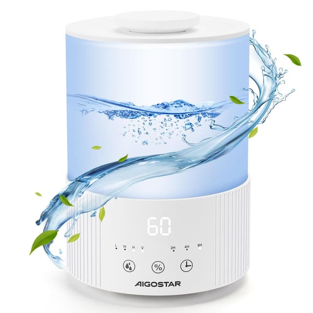 Aigostar Luftbefeuchter Schlafzimmer, 2.5L mit Nachtlicht Humidifier, 28dB Leise, 3 Nebelstufen, 25H Aroma Diffuser, Schlafmodus, automatische Abschaltung, für Kinderzimmer Pflanzen Baby