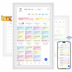 TABWEE P15 WIFI Digitaler Kalender - 15.6'' Digitaler Wandkalender Touchscreen, Familienplaner, Essensplaner, Terminplaner, Demenz uhr Senioren, Wochenplaner, Monatsplaner(Digitaler Bilderrahmen) P15(15.6'')-Weiß